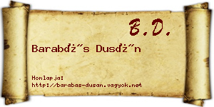 Barabás Dusán névjegykártya